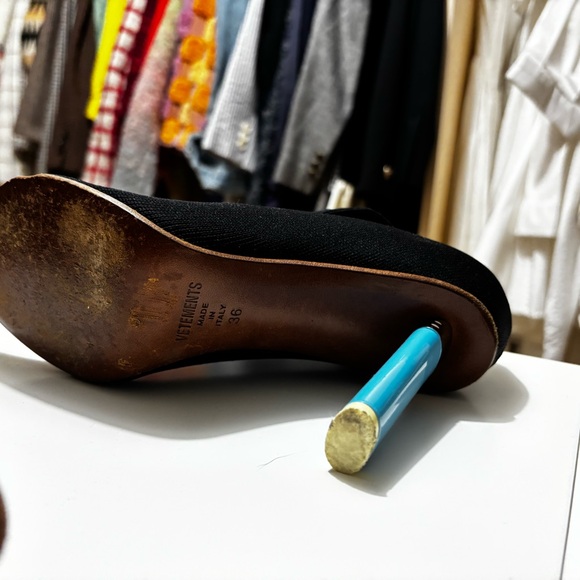 Vetements Black Sock Heels with Vibrant Blue Stiletto - Picture 6 of 11